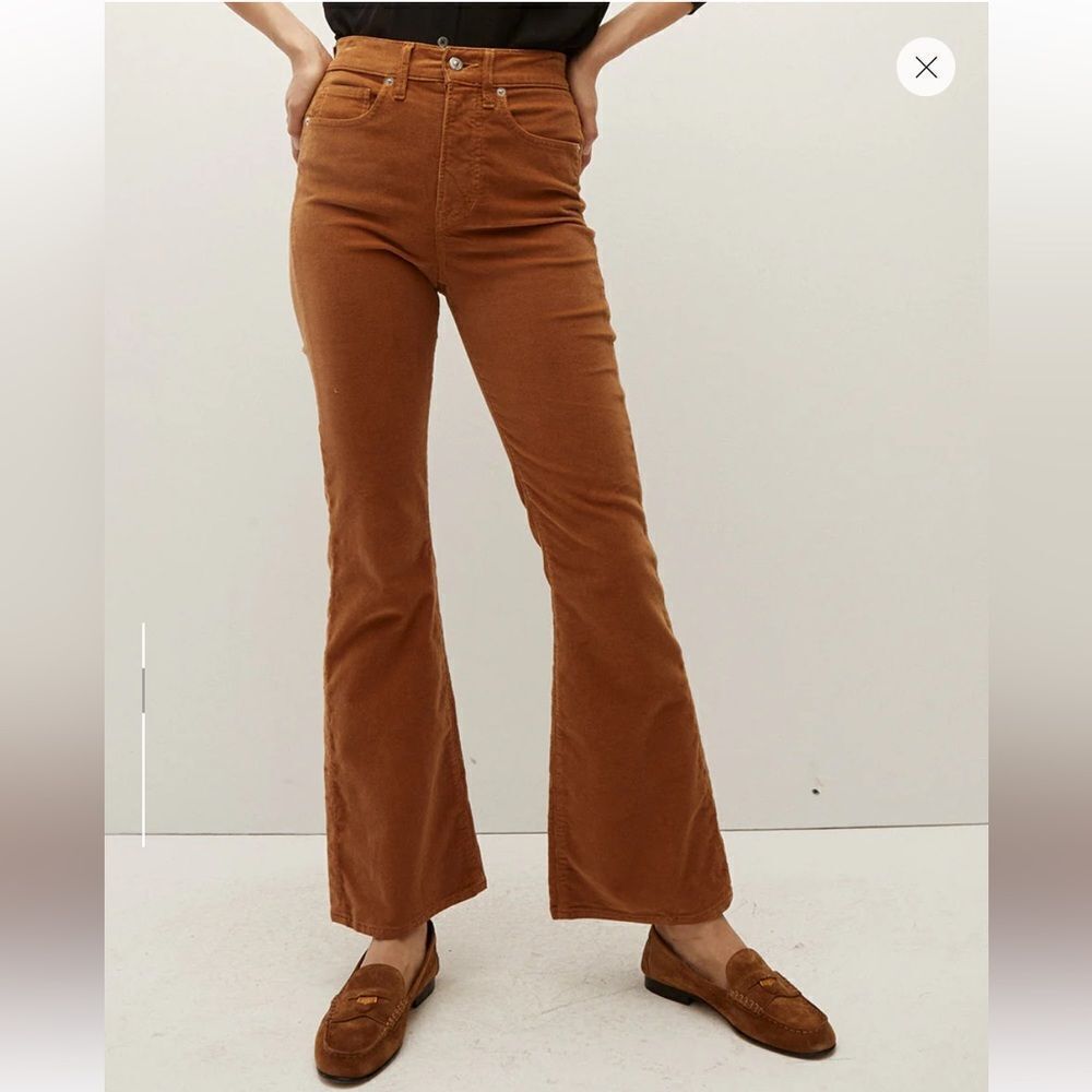 Veronica Beard Carson Corduroy Kick-Flare Pants tan brown bells jeans NWT 32